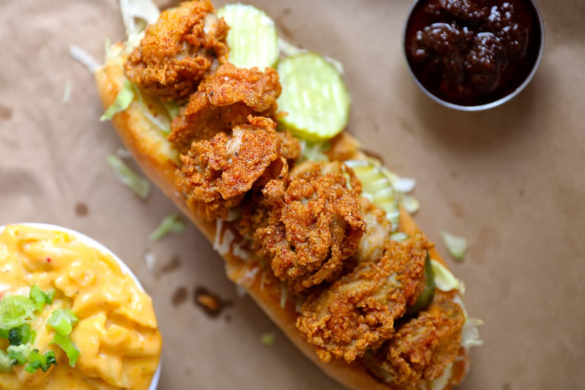 The fried oyster po'boy at Bon Ton in Midtown